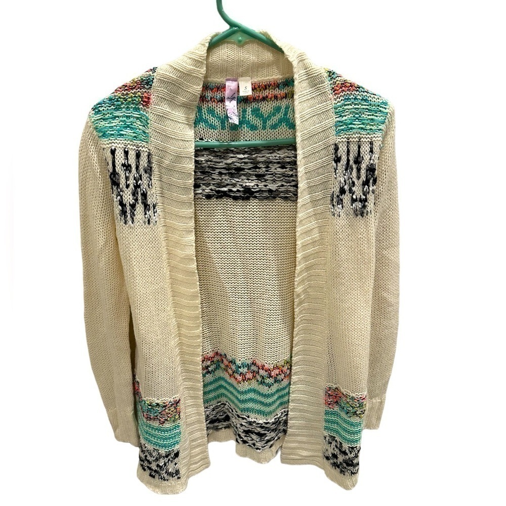 Alya Open Cardigan Lightweight Sweater Cream Bohemian Size Small